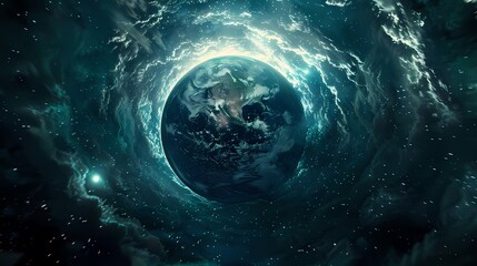 Digital technology metal stage earth poster background