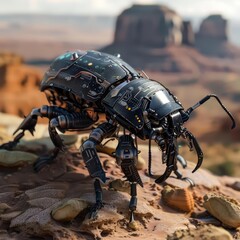 Closeup of a cybernetic beetle