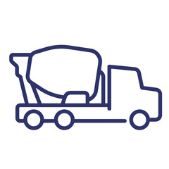 concrete mixer truck line icon