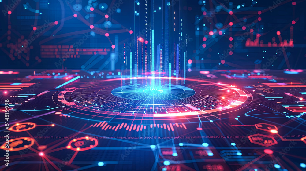 Poster abstract technology background. futuristic user interface. 3d rendering