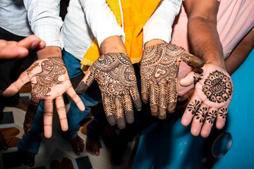 a beautiful indian male hands with henna tattoo. Traditional Hindu Wedding Celebrations and Ceremony