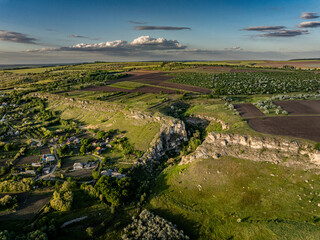 aerial view on duruitoarea Gorge with a beautiful moldavian landscape on the north