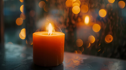 Close-up of burning candle