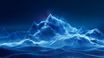 Abstract 3D wireframe landscape background. Cyberspace grid. 3D Rendering