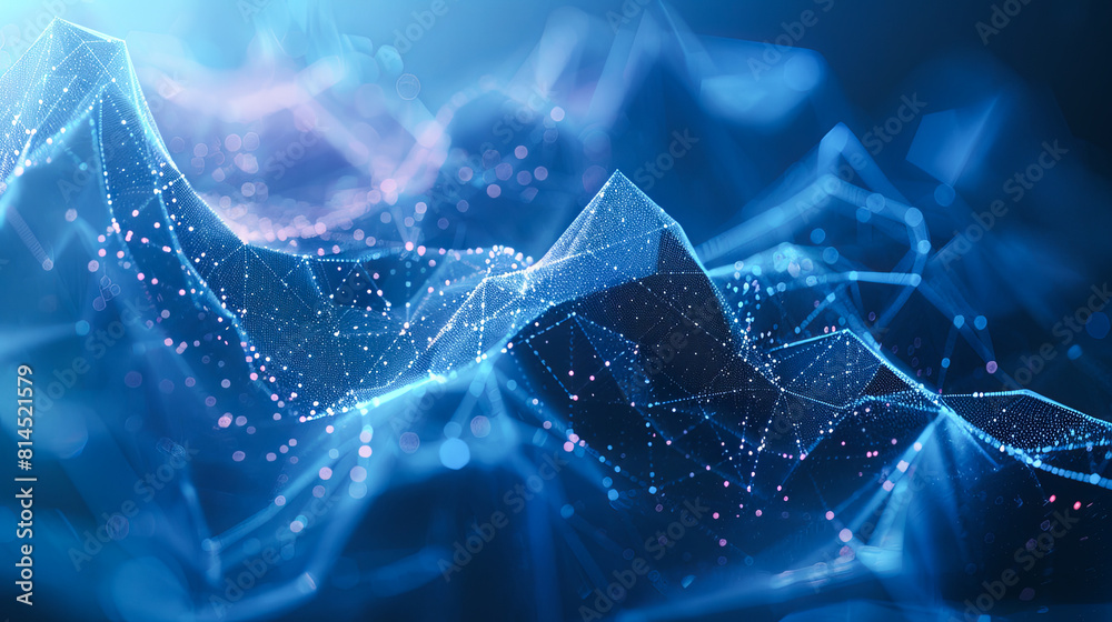 Poster Abstract polygonal space low poly dark background with connecting dots and lines. Connection structure. 3d rendering