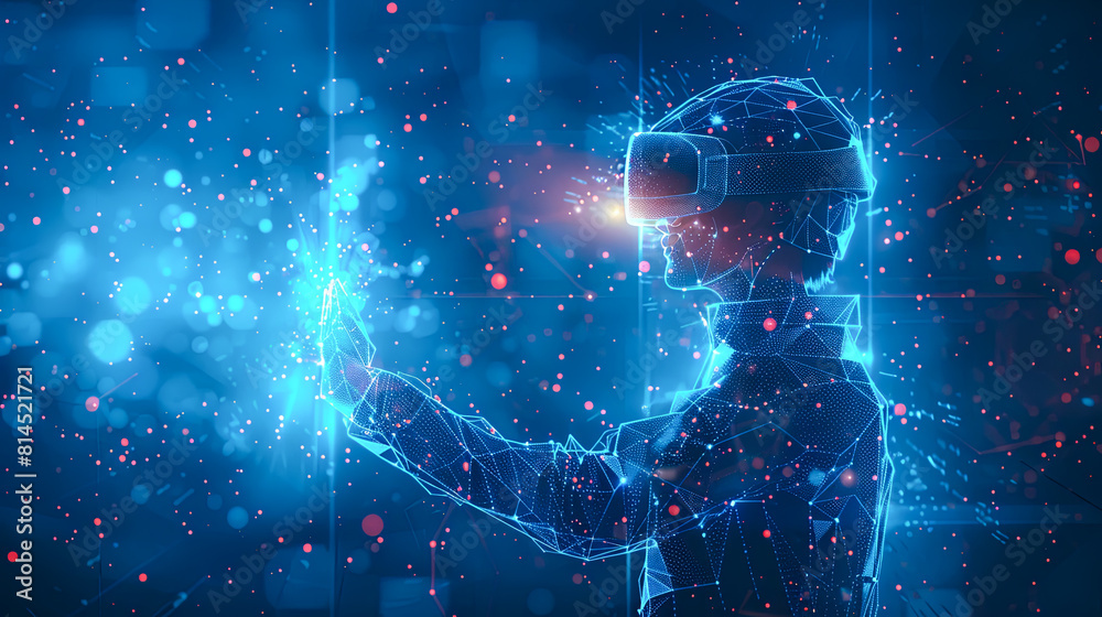Poster conceptual background image with virtual reality headset. 3d rendering