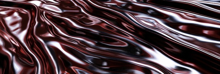 Glossy, metallic brown fluid surface with reflective highlights, giving a sleek and modern look.