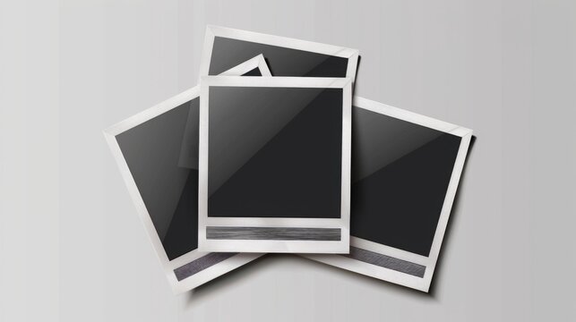 Three polaroid frames stacked on top of each other. Ideal for various design projects