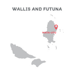 Obraz premium wallis and futuna vector map illustration, country map silhouette with mark the capital city of wallis and futuna inside. vector illustration design. All countries can be found in my portfolio