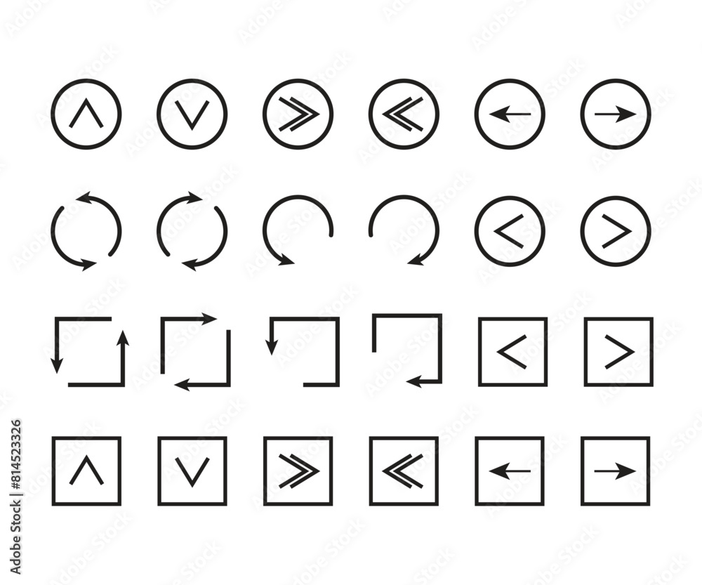 Fototapete arrows line icon set. mega set of line arrows. set of arrows symbols direction marker, line arrow