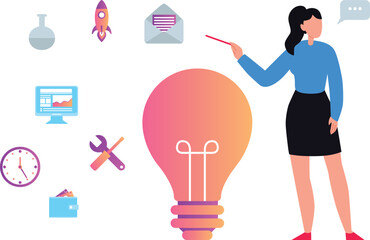 The girl is working on ideas.