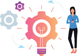 The girl is working on the idea setting.