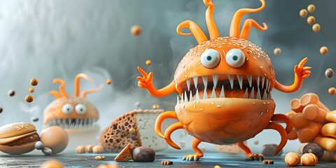 Fototapeta premium Olympian deities host games to defeat mythical junk food monsters. Concept Greek Mythology, Healthy Eating, Mythical Creatures, Deities Powers, Legendary Games