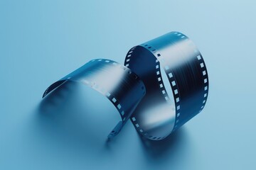 A roll of film on a blue background. Perfect for photography projects