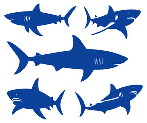Fototapeta premium set silhouette of sharks