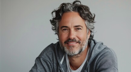 Man With Gray Hair in Gray Hoodie