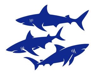 set silhouette of sharks