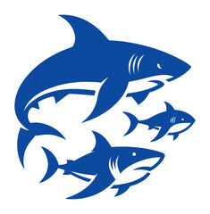 set silhouette of sharks