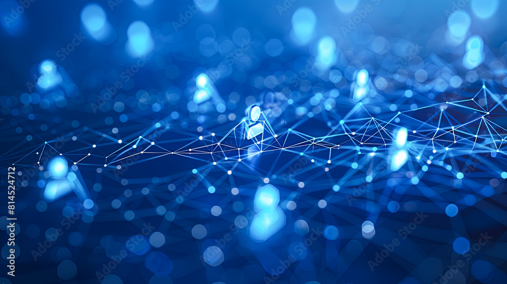 Poster conceptual blue background image with connection lines and dots. 3d rendering