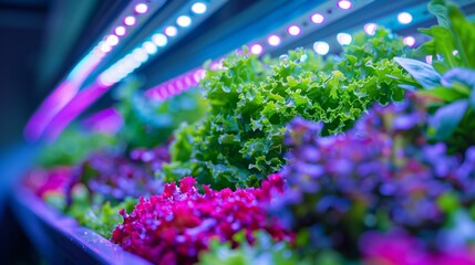Flowers and plants thrive under purple and blue lights