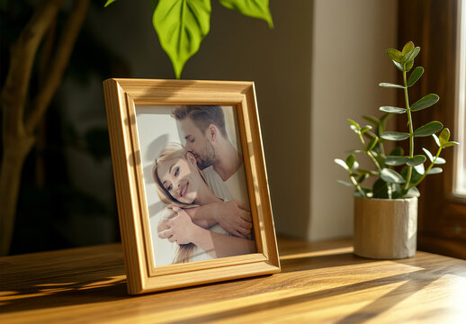 Picture Frame Mockup In The Sunny Room With Generative ai