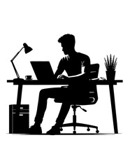 silhouette of student learning on the desk