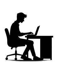 silhouette of student learning on the desk