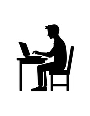 silhouette of student learning on the desk