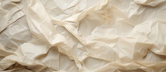 Macro close up of crumpled craft packaging paper with copy space image