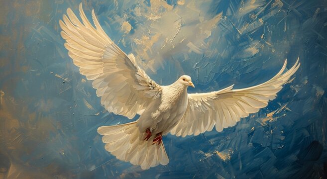 White Dove Flying in the Sky