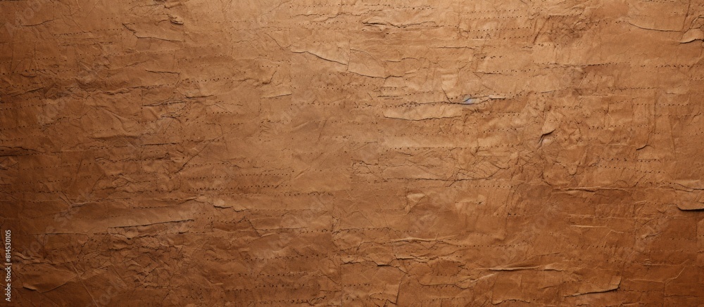 Poster Closeup of the texture of an old dark brown paper resembling a dense cardboard structure The background is a copy space image 148 characters