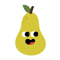 Pear cartoon character icon.