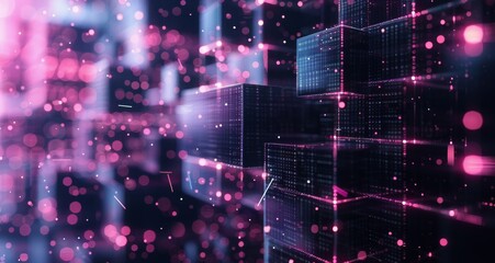 Obraz premium Vibrant Purple and Black Background With Bright Lights