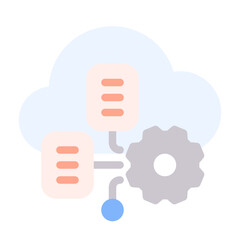 Data Cloud Icon With Flat Color Style 