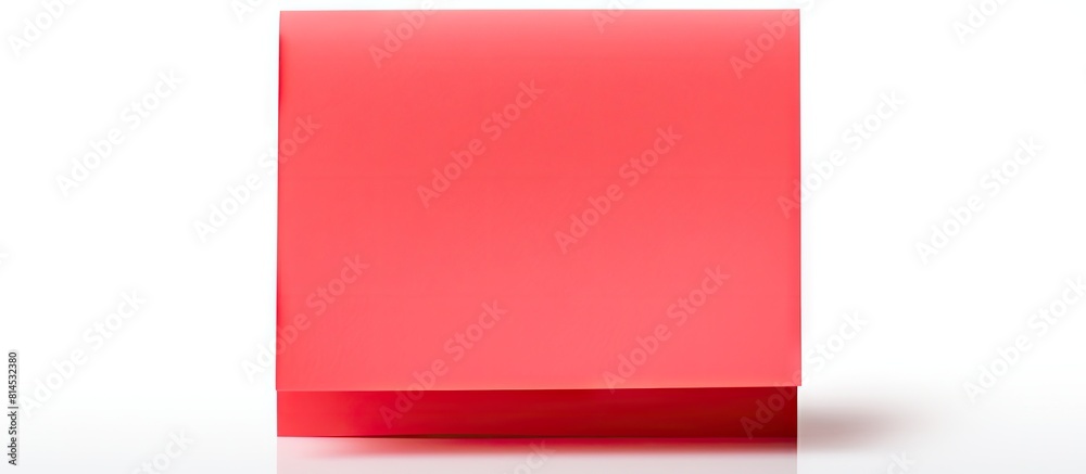 Poster a red sticky note with a front view is shown isolated on a white background this adhesive paper prov