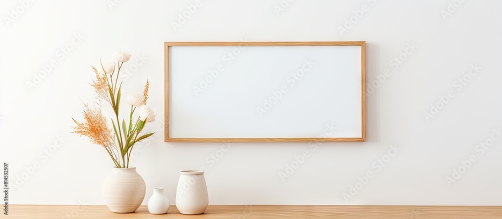 Aufkleber a home decoration featuring a wooden frame with a vase holding a white flower placed on a table crea