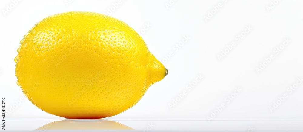 Poster a bright yellow lemon is seen in an isolated setting against a clean white background perfect for co