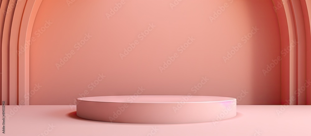 Leinwandbilder the pastel pink background features an abstract empty geometric shape podium providing ample copy sp