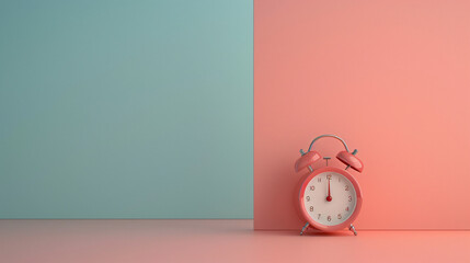 Alarm clock on pastel background