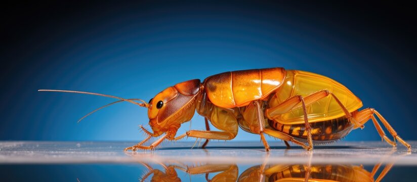 Experiment on Blaptica dubia or Dubia roach commonly called the orange spotted roach in a laboratory setting less words but still maintains the same information. with copy space image