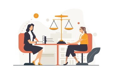 Two women sitting at a table with a scale, suitable for health and diet concept