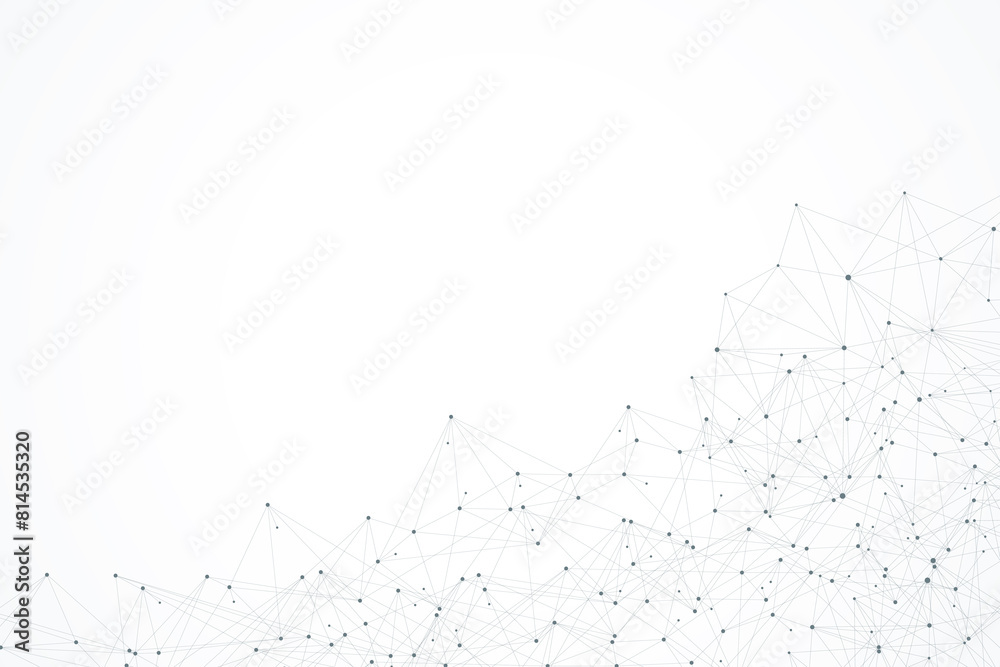 Leinwandbilder Abstract plexus background with connected lines and dots. Wave flow. Plexus geometric effect Big data with compounds. Lines plexus, minimal array. Digital data visualization, illustration