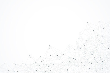 Abstract plexus background with connected lines and dots. Wave flow. Plexus geometric effect Big data with compounds. Lines plexus, minimal array. Digital data visualization, illustration