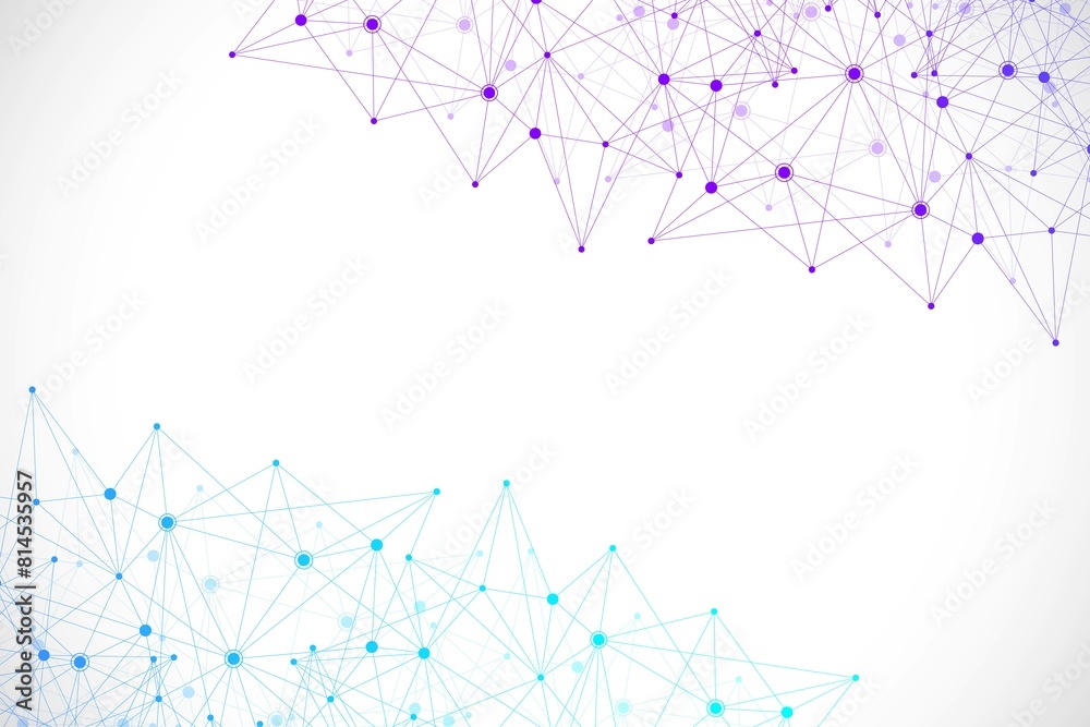 Aufkleber Global network connections with points and lines. Wireframe background. Abstract connection structure. Polygonal space background, illustration