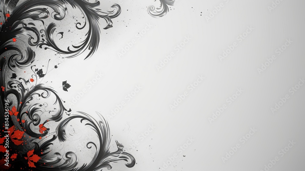 Fototapete Swirl or spiral shapes at the corners of the page with a blank space in the center for symbol or text.