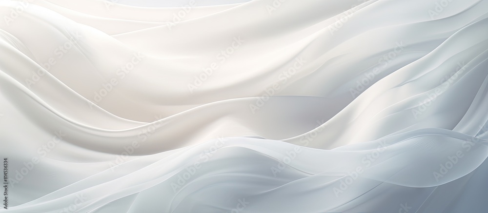 Poster A serene backdrop of white fabric with gentle abstract waves creating an ethereal ambiance Perfect as a copy space image