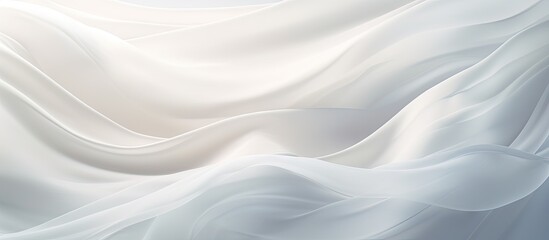 A serene backdrop of white fabric with gentle abstract waves creating an ethereal ambiance Perfect as a copy space image