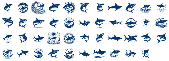 43 set silhouette of sharks