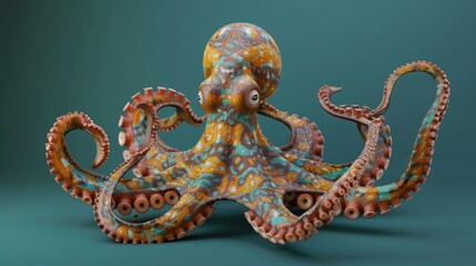 Obraz premium Octopus camouflage front view underwater theme