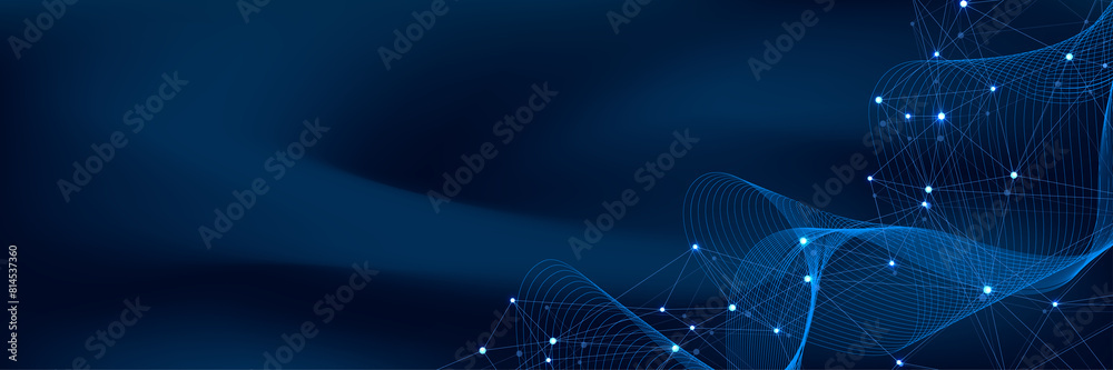Leinwandbilder Abstract plexus background with connected lines and dots. Wave flow. Plexus geometric effect Big data with compounds. Lines plexus, minimal array. Digital data visualization, illustration